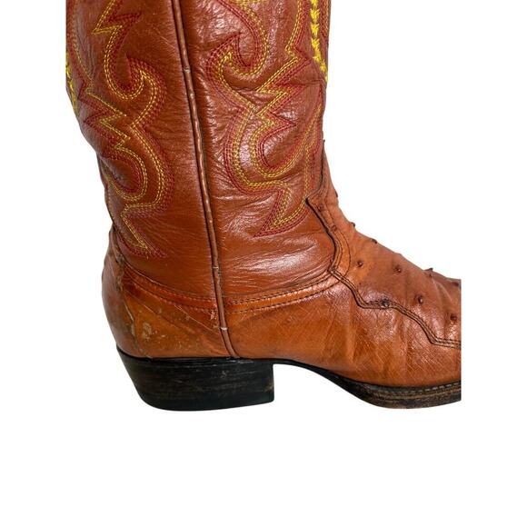R&R Western Wear Men\'s Ostrich Cowboy‎ Exotic Leather Boots ~Size 7 main image 8